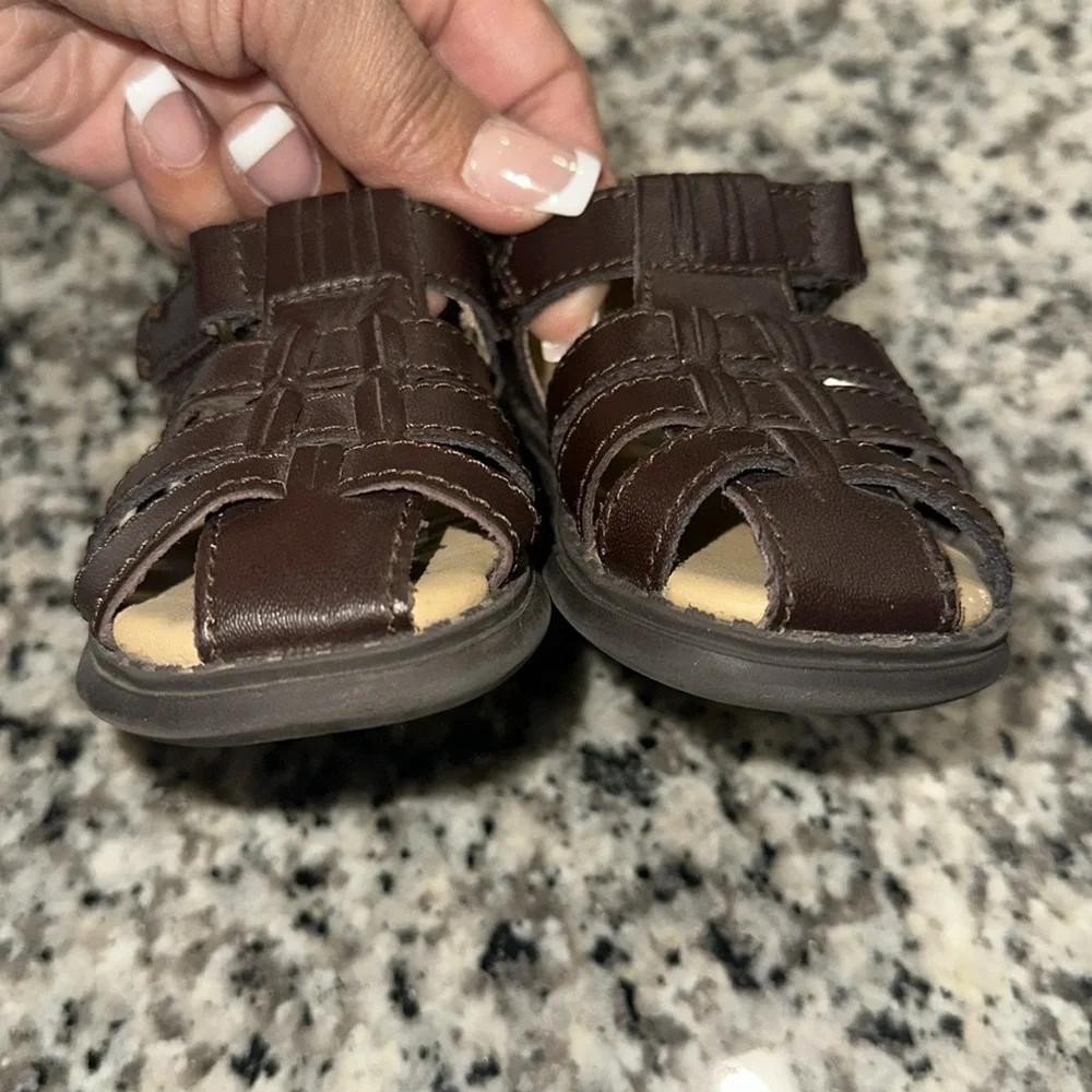 Scott David Leather Sandals Brown with Velcro adjustable closure Size 3 Baby